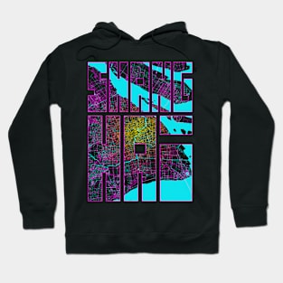 Shanghai, China City Map Typography - Neon Hoodie